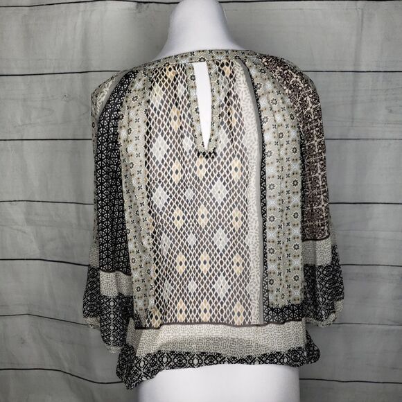 Fig & Flower semisheer top peasant sleeve boho PM - Picture 3 of 6